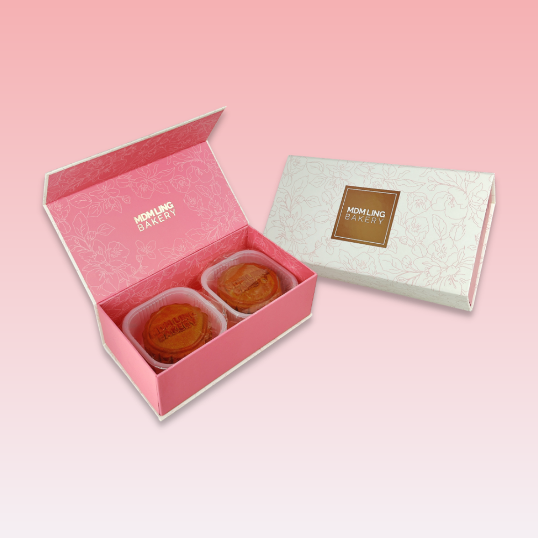 Floral Duo Pink 2 piece Mooncake Box