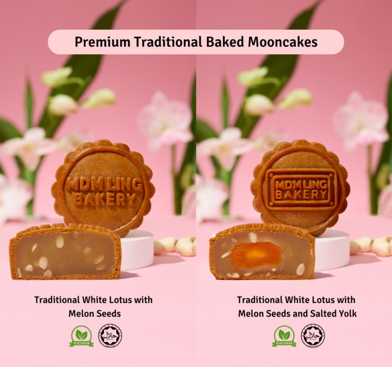 Floral Duo Mooncake Tin (2pc) Traditional White Lotus with Melon Seeds (w & w/o Yolk) Mdm