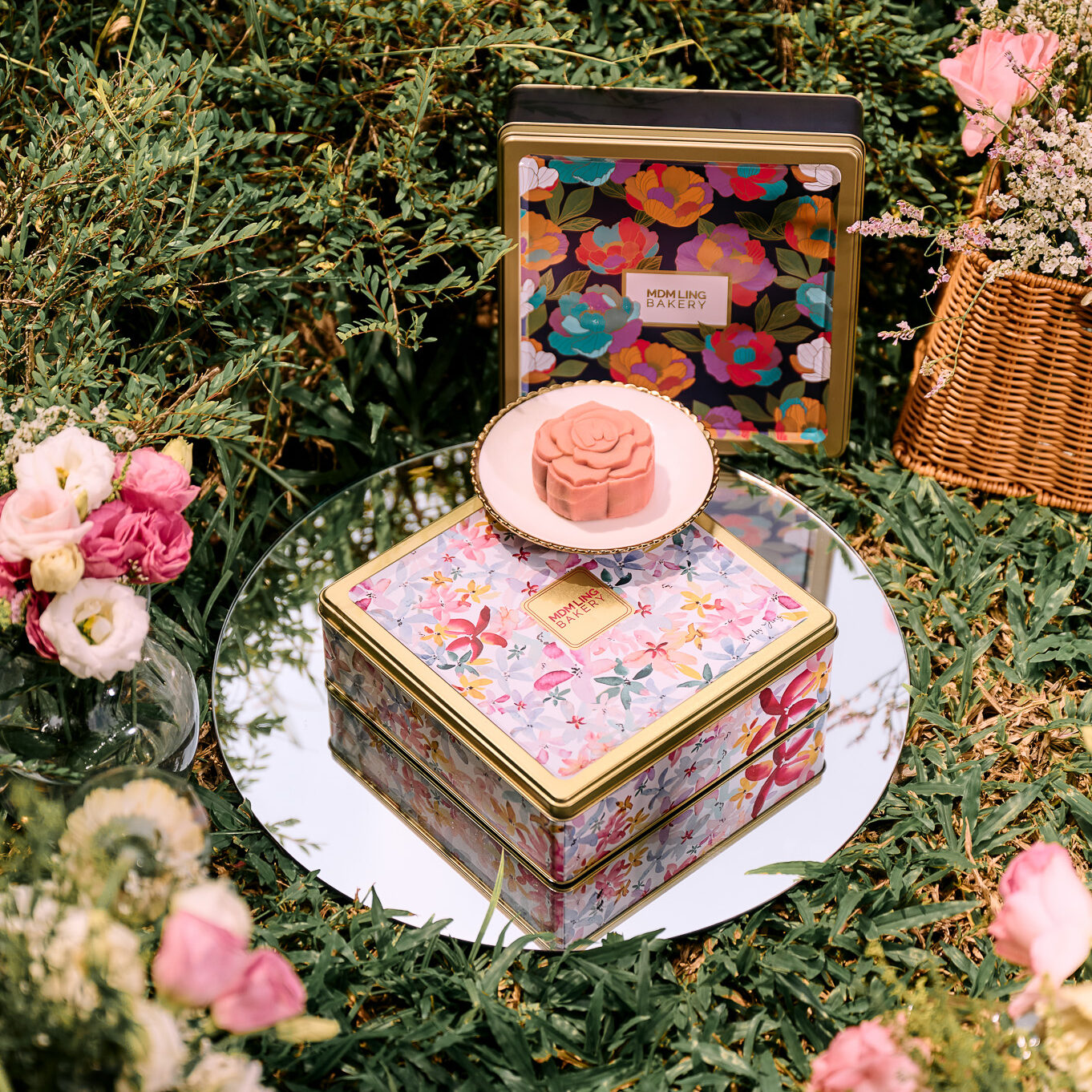 Mdm Ling Bakery 2026 mooncake flavours in The Painted Garden tin
