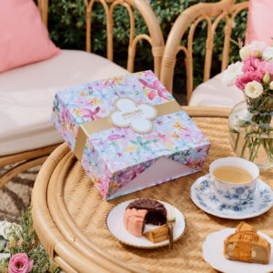 The Painted Garden mooncake gift box – floral keepsake box with 4 mooncakes, Mdm Ling Bakery
